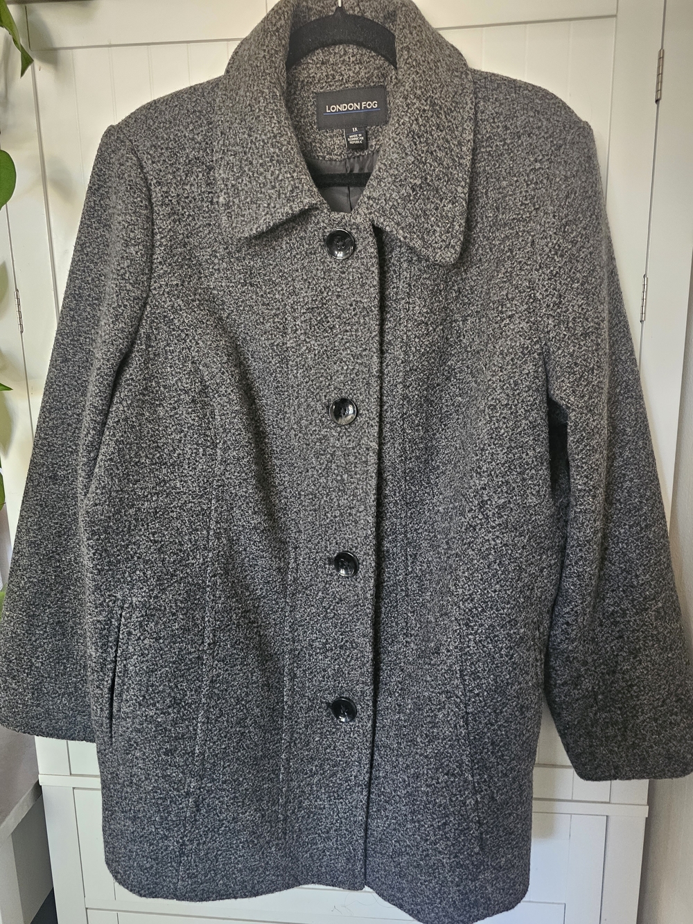 London Fog Women's Gray Button-Front Wool Pea Coat